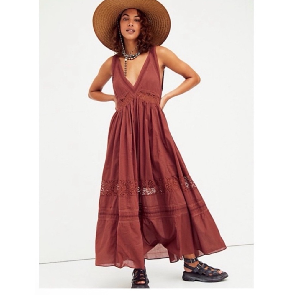 Free People Rust Brown Maxi Dress